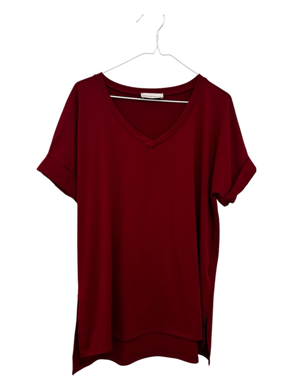 Zenana Outfitters V-Neck Short Sleeve Top - Burgundy